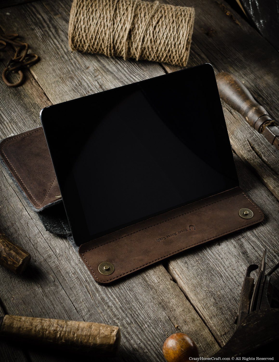 Leather iPad Pro Stand and case Brown