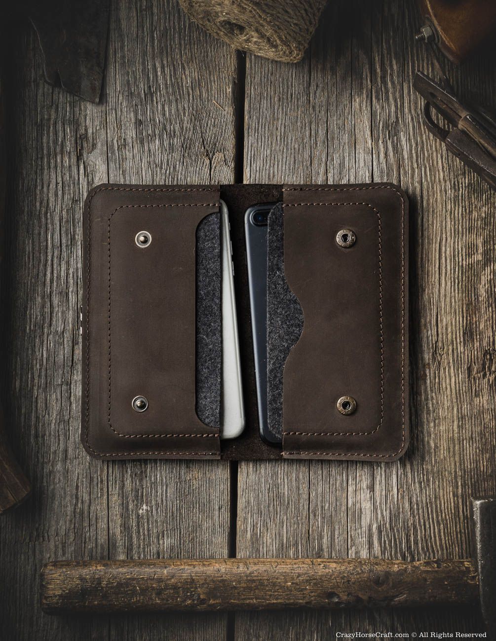 Brown Leather iPhone Wallet Card Case