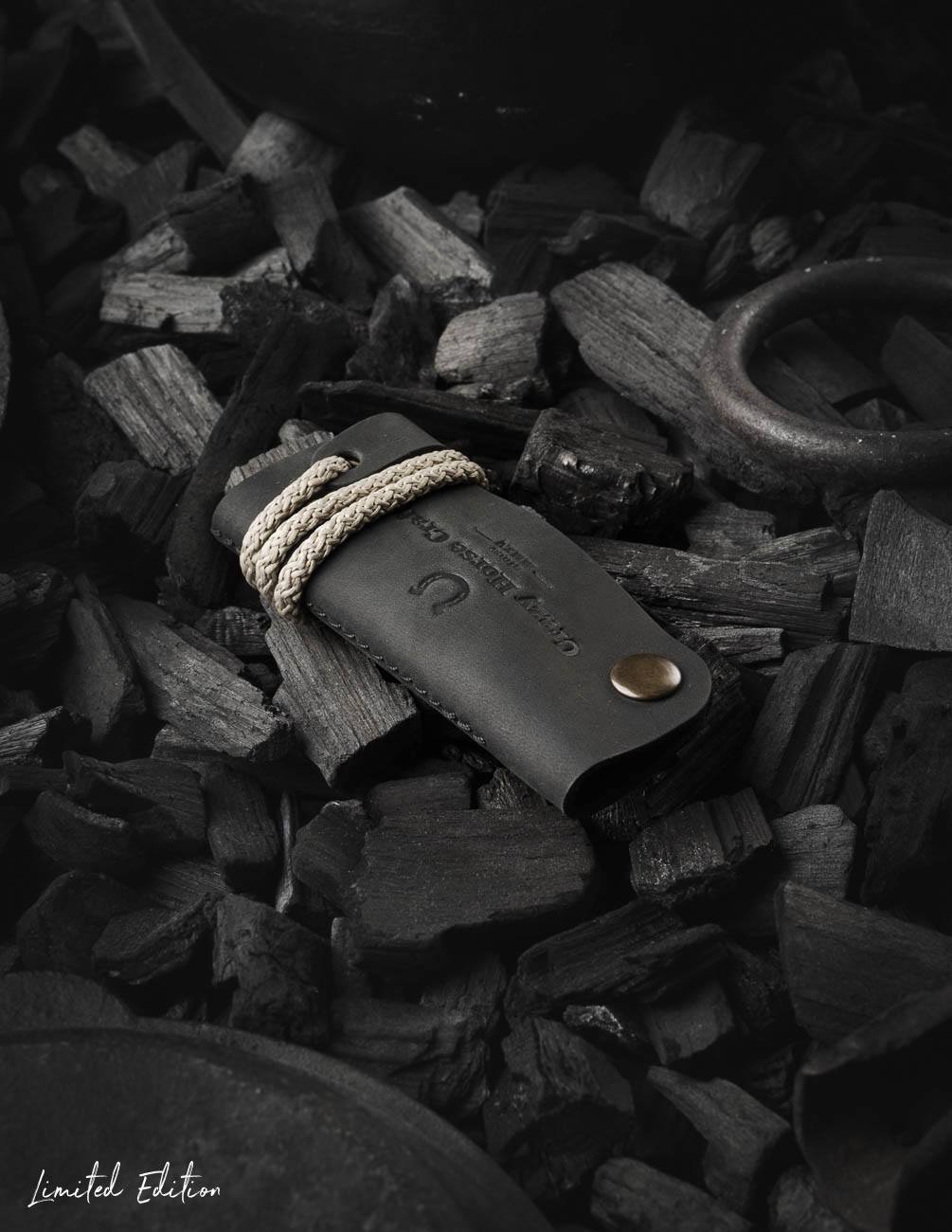 Leather key holder, organiser, black