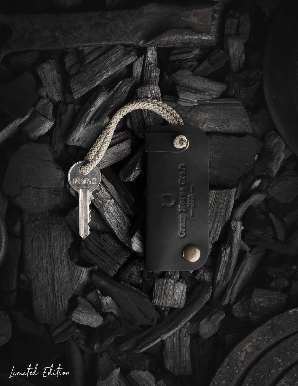 Leather key holder, organiser, black