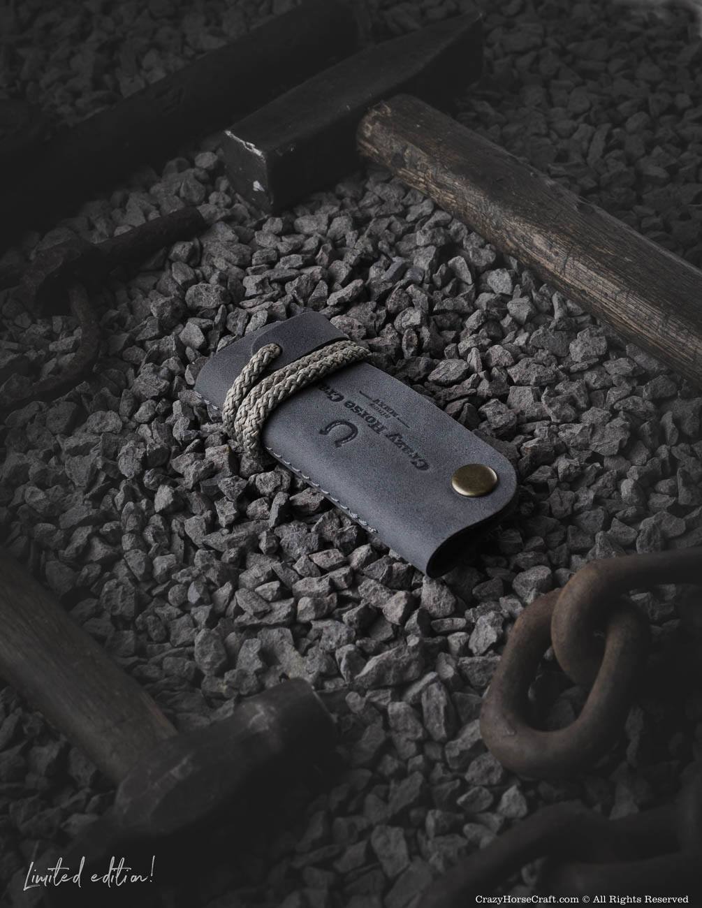Leather key holder, organiser, grey