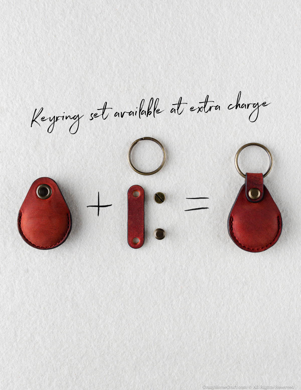 Veg-Tanned Leather AirTag Holder / Case / Key Tag | Fragola Red