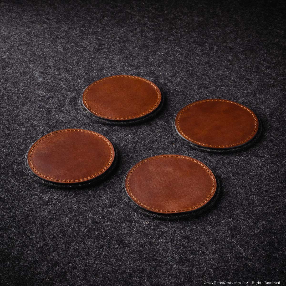 Veg-Tanned Leather Coasters 4pcs Set
